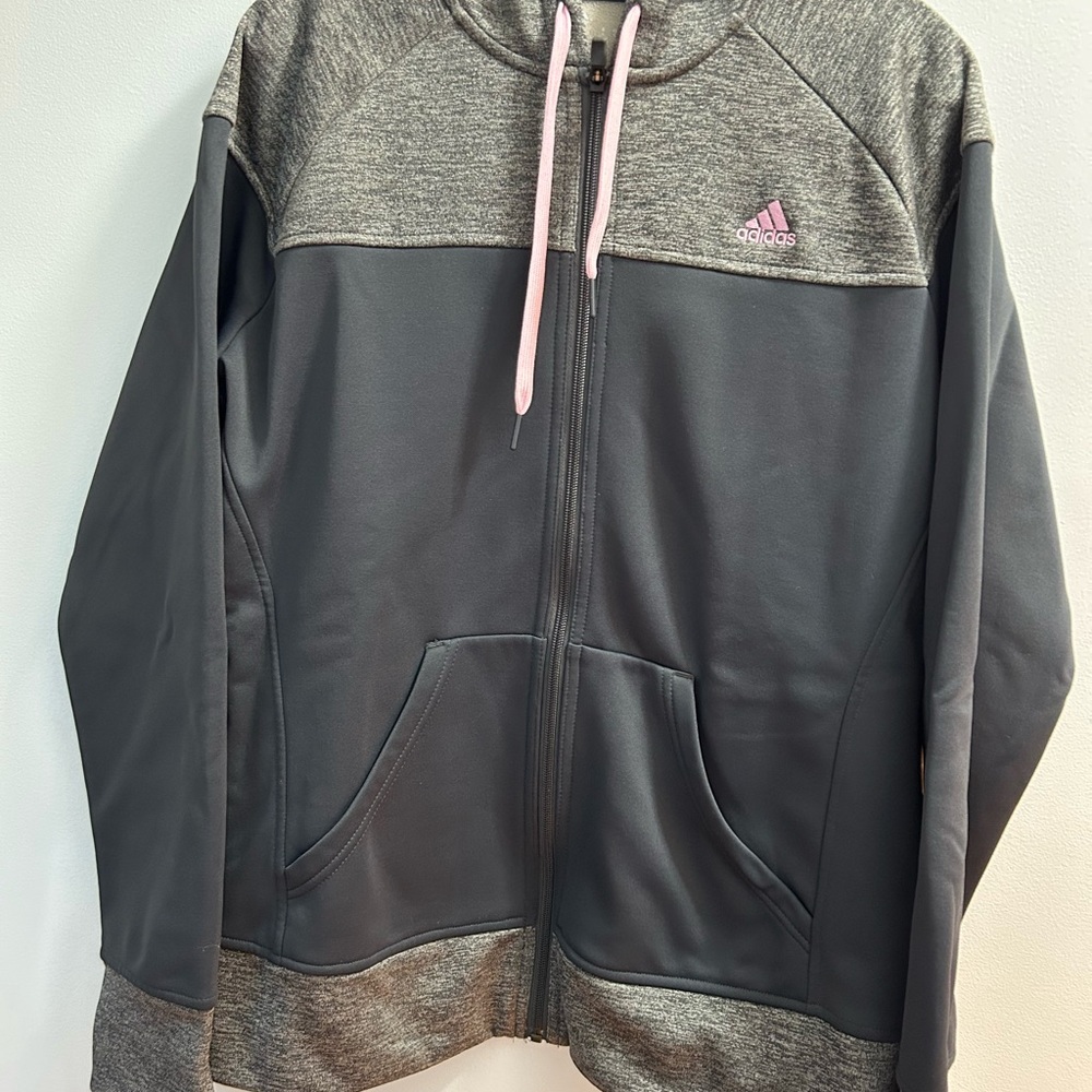 Adidas Kids Charcoal and Heather Jacket with Pink Details